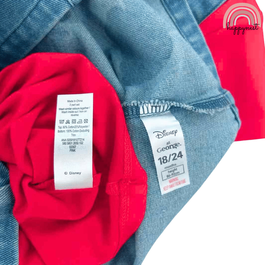 Hello Kitty Denim Jumper + Red Long Sleeve Shirt Set 3-36 Months AA239