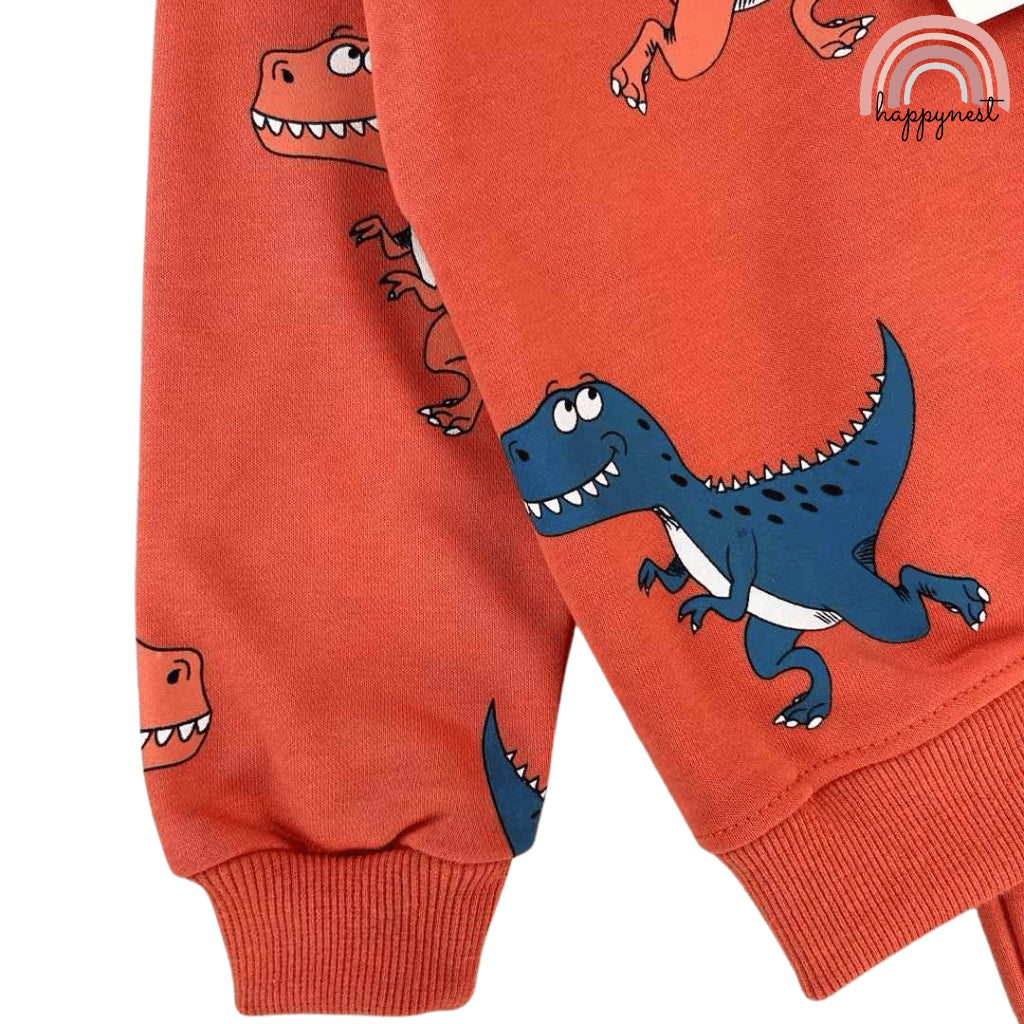 Dinosaur Orange Tracksuit Boys Sweatshirt + Jogger Pants 2-8 Years Old SS502