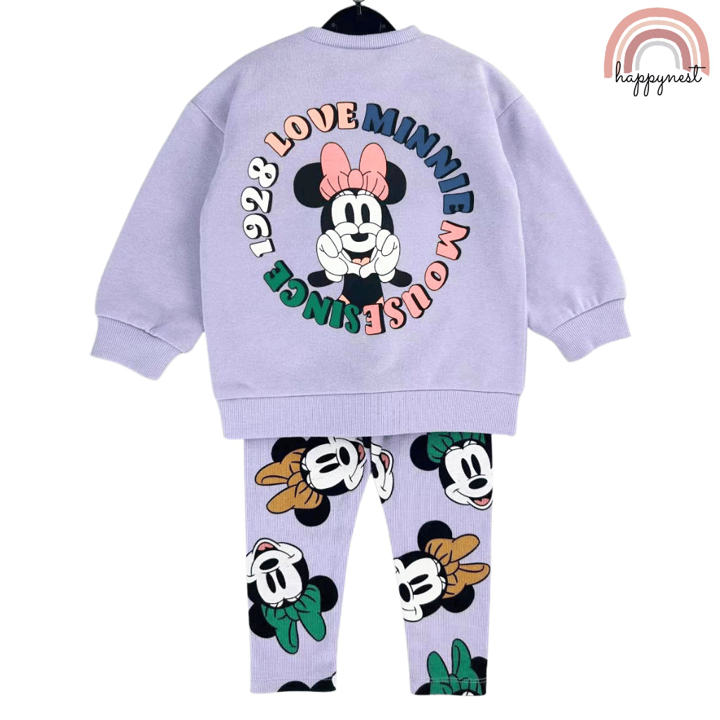 Minnie Purple Tracksuit Baby Girl Sweatshirt + Leggings Set 6-36 Months SS522