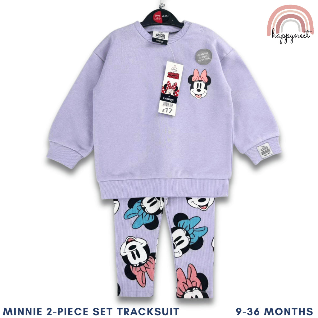 Minnie Purple Tracksuit Baby Girl Sweatshirt + Leggings Set 6-36 Months SS522