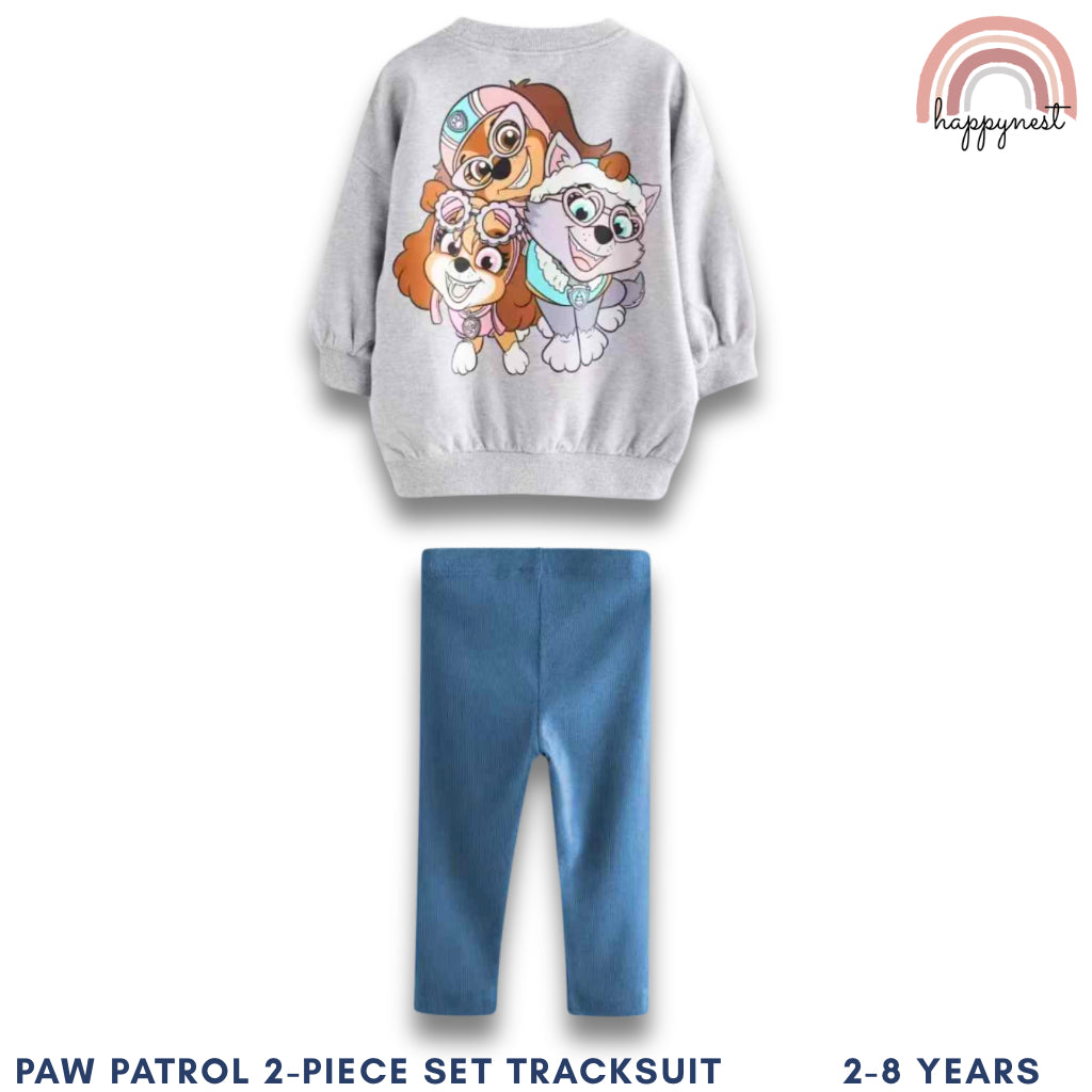 Paw Patrol 2-Piece Tracksuit – Gray Sweatshirt & Blue Ribbed Pants for Girls 2–8 Yrs (SS515)