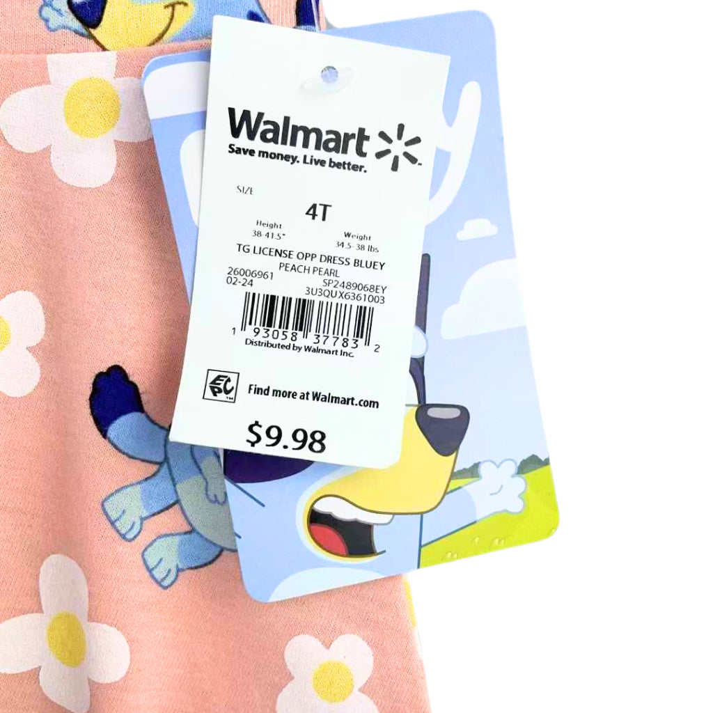 Happynest Bluey Dress Peach for Girls 2-5 Years AA104