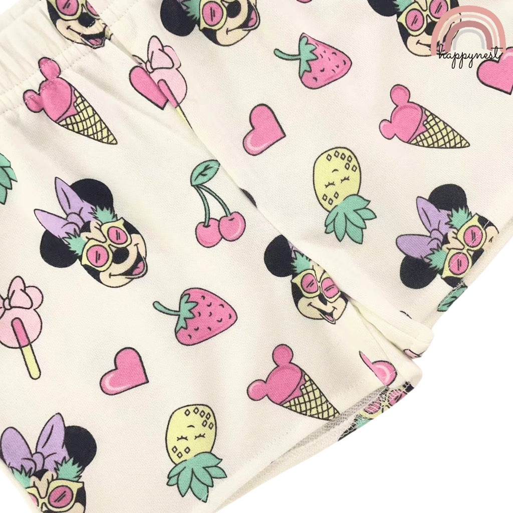 Minnie Shirt Shorts Hooded Minnie Print 3-7 Years AA177