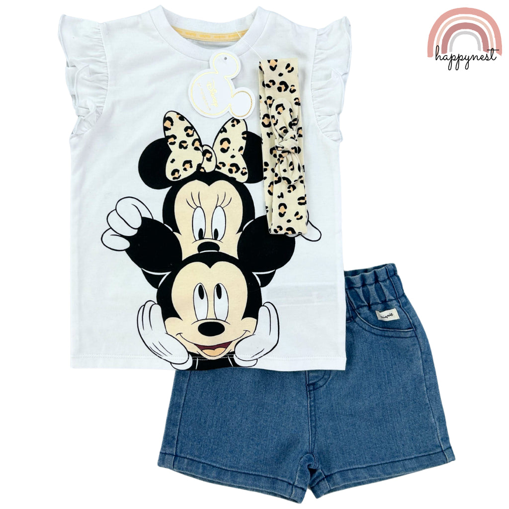 Minnie Shirt Denim Shorts Set 3-Piece Set for Girls 2-8 Years AA176