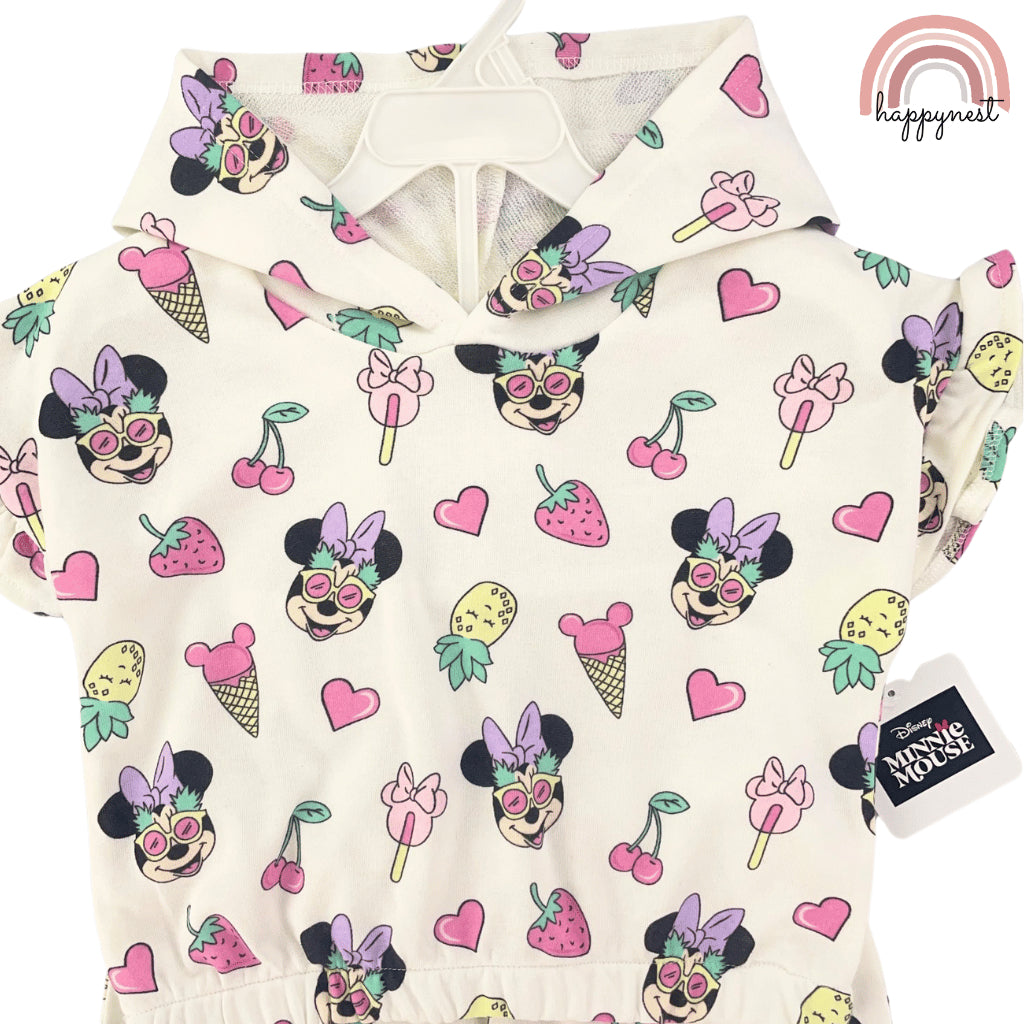 Minnie Shirt Shorts Hooded Minnie Print 3-7 Years AA177
