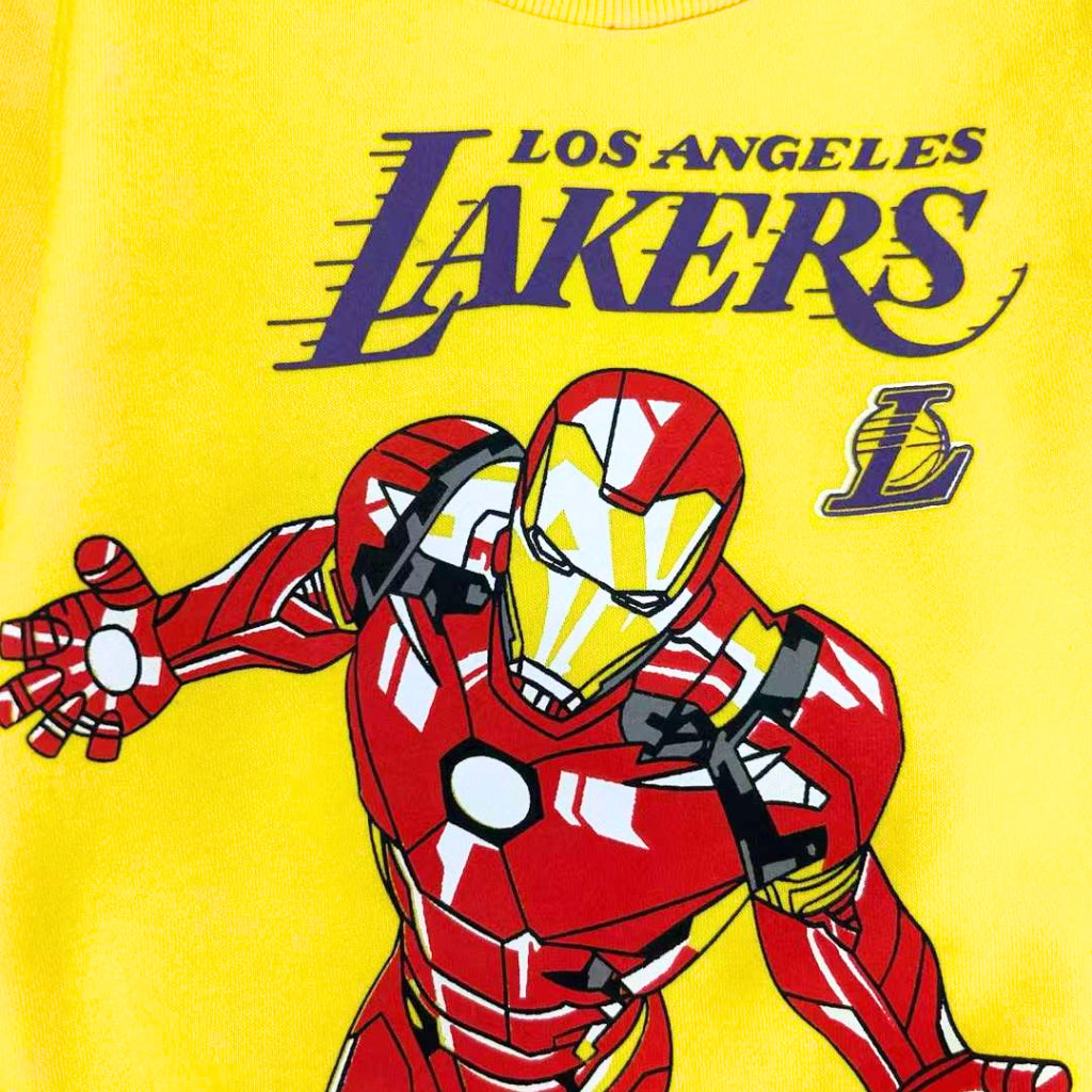 Marvel Iron Man Lakers Kids 2-Piece Set Yellow Sweatshirt & Pants Outfit 2-7 Years SS321