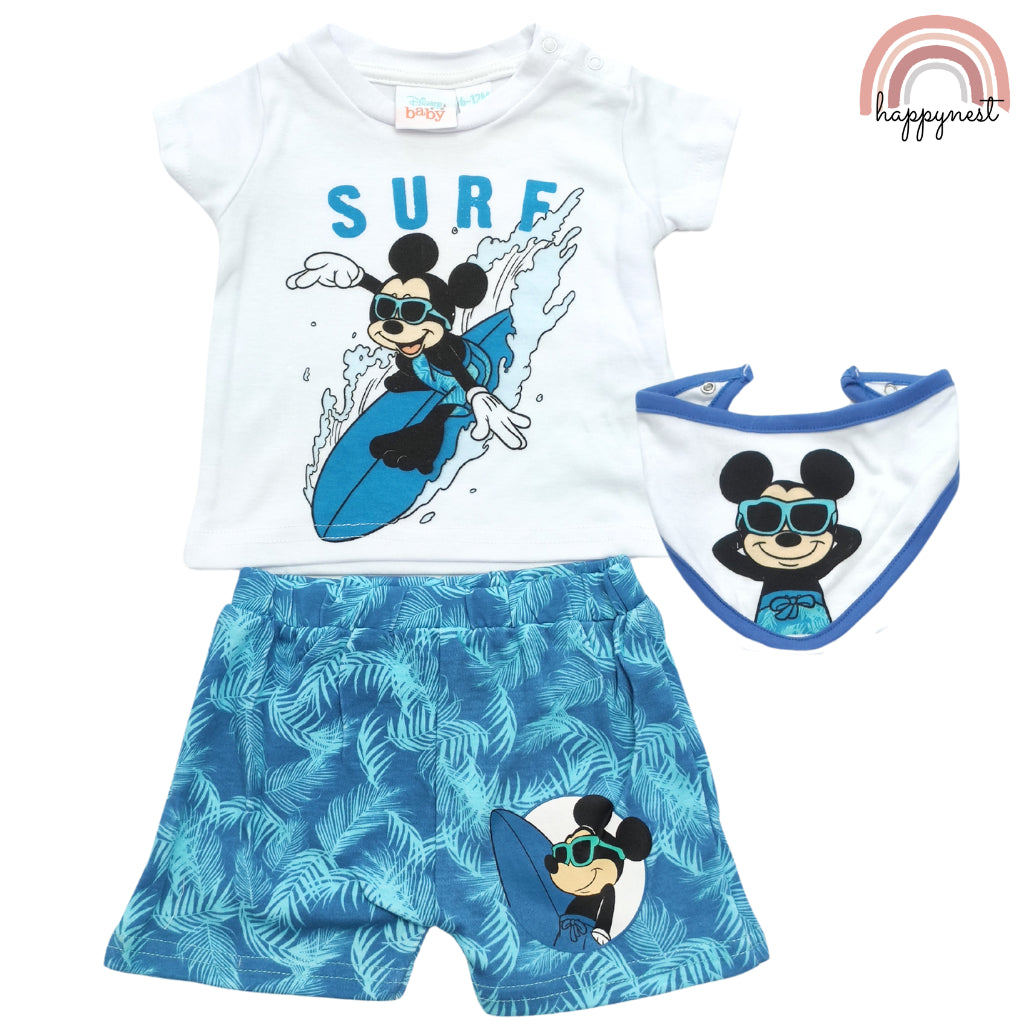 Mickey Mouse Baby 3-Piece Set Blue Shirt, Short and Bib HM-0925-P3