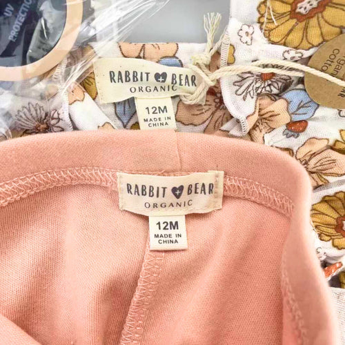 Baby and Kids Girl Shirt Shorts and Sunglasses 3-Piece Rabbit Bear Organic Cotton AA82 2-4 Years Old