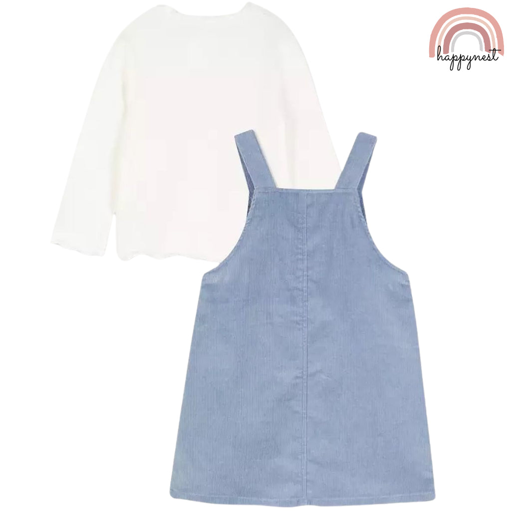 Happynest 3-Piece Disney Daisy Duck Denim Jumper and White Shirt Set for Babies 3-36M AA83