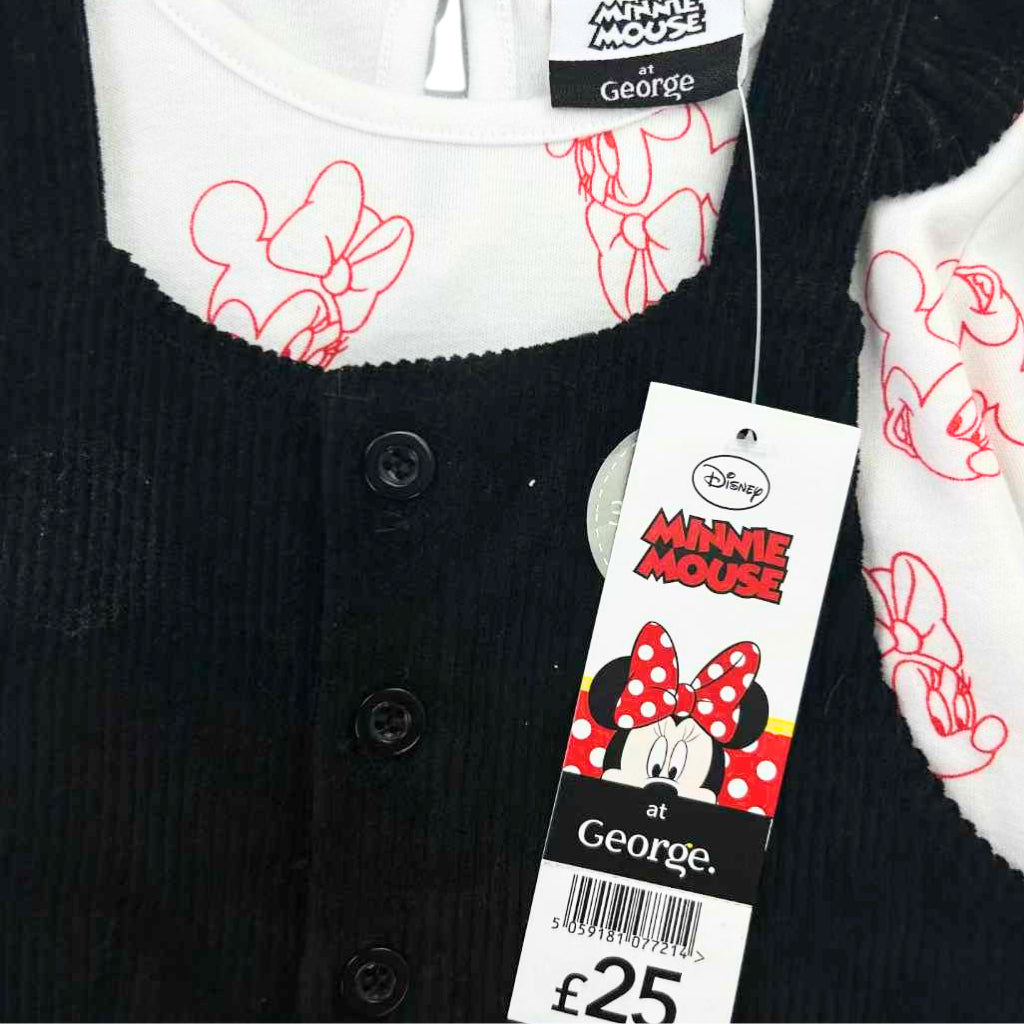 Happynest 3-Piece Disney Minnie Mouse Jumper and White Shirt Set for Babies 3-36M AA85