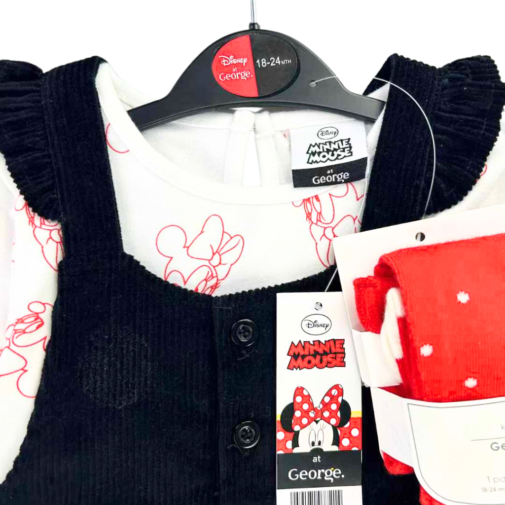 Happynest 3-Piece Disney Minnie Mouse Jumper and White Shirt Set for Babies 3-36M AA85