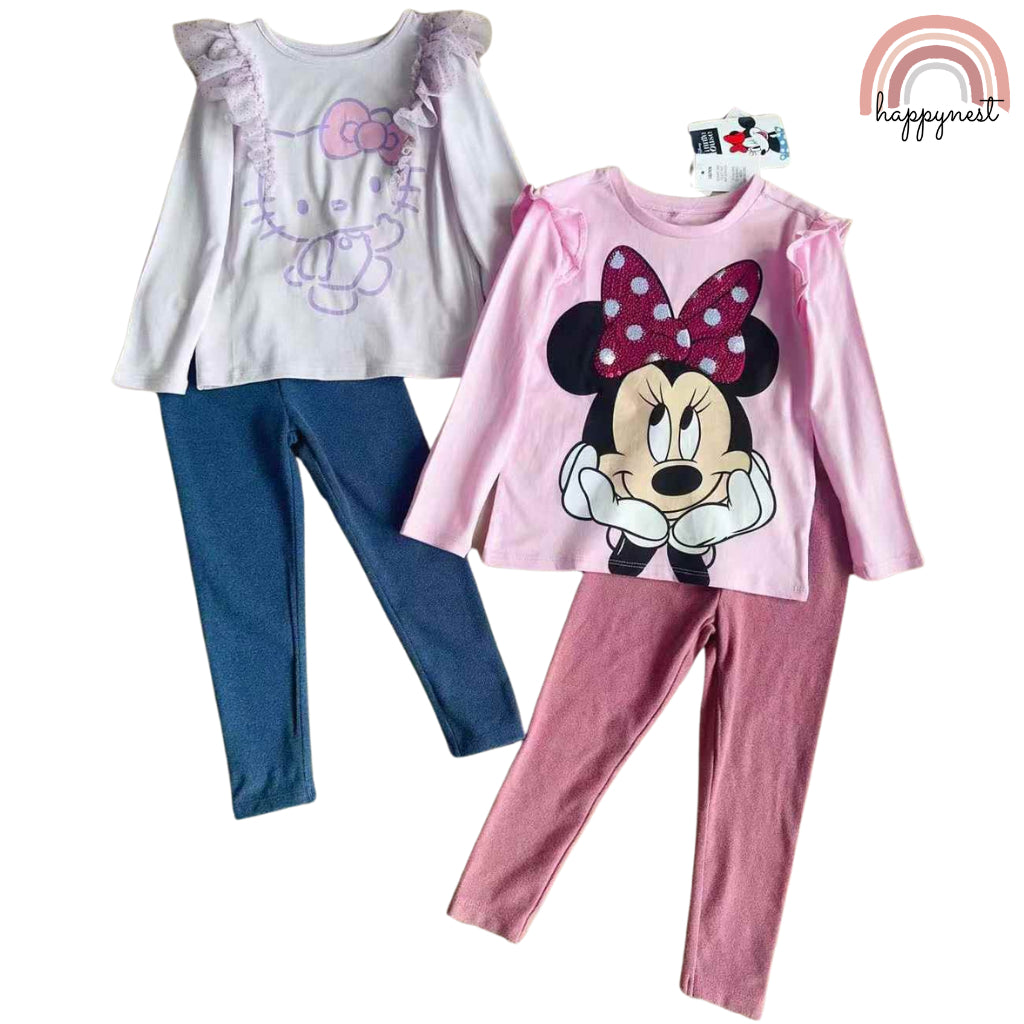 Happynest Minnie Mouse Pink OOTD Shirt Leggings Terno Girls SS339 1-8 Years Old