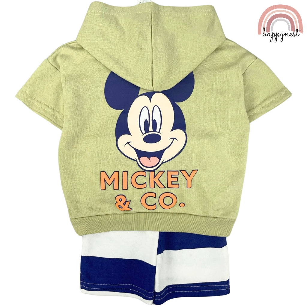 Mickey Shirt Green Shorts Set Terno for Boys AA167