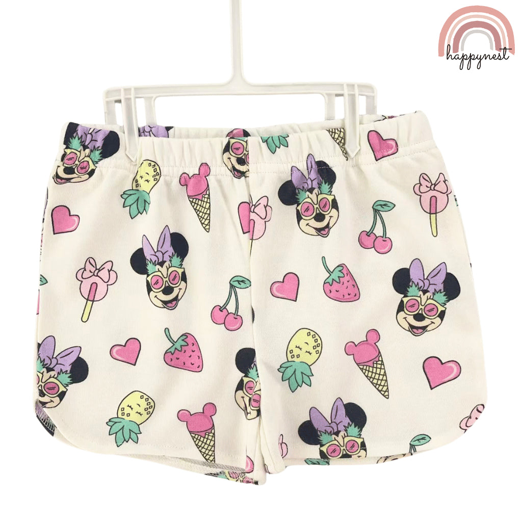 Minnie Shirt Shorts Hooded Minnie Print 3-7 Years AA177
