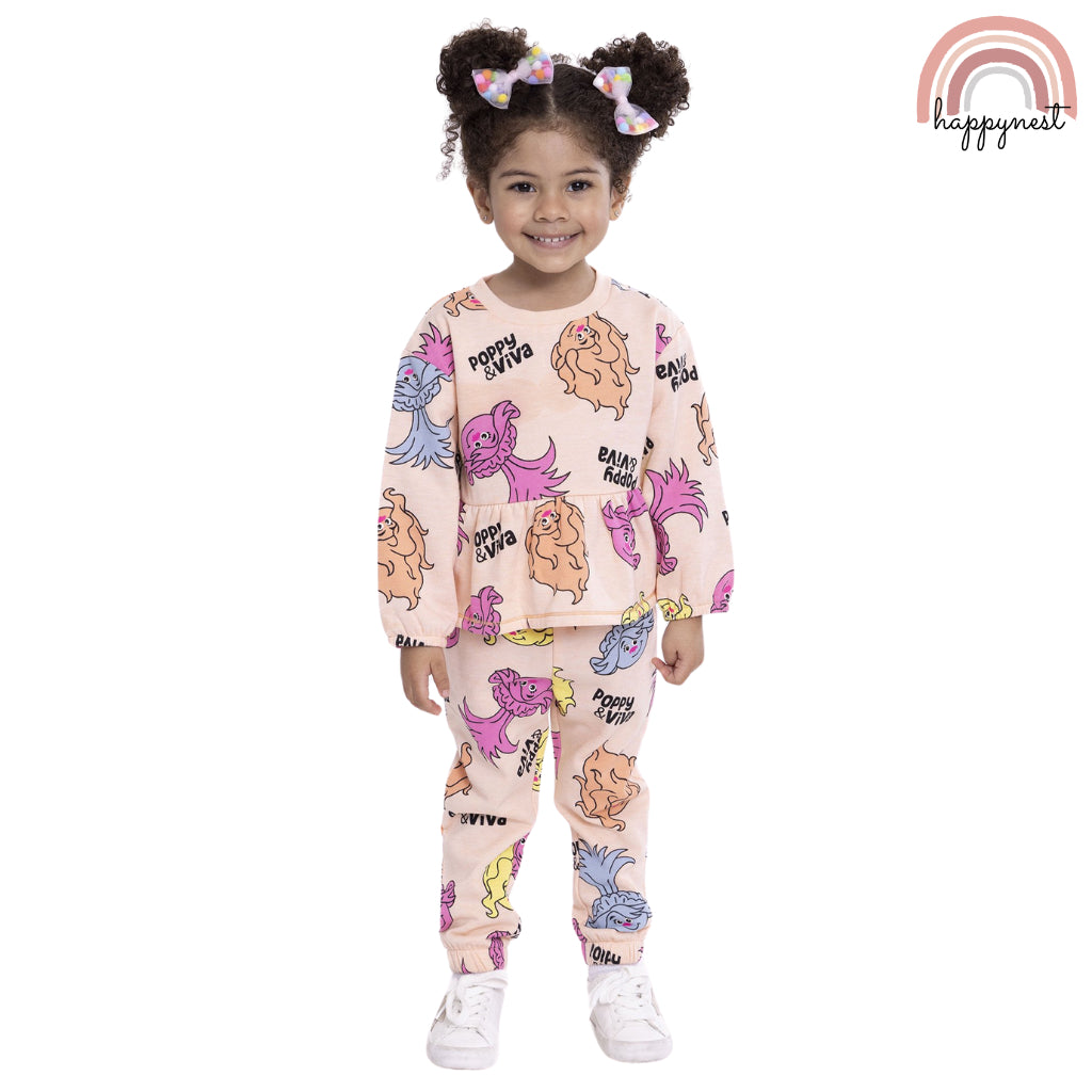 Trolls Poppy Pink Girls Sweatshirt Tracksuit Tracksuit Jogger Terno Sets 2-5Years SS288