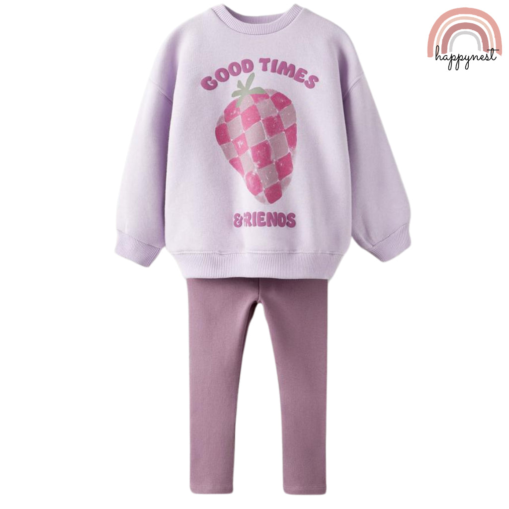 Fashionable zara Sweatshirt and Leggings Coord for Girls 2-8 Years Old
