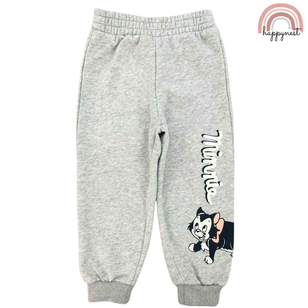 Happynest Minnie Mouse Gray Girls Sweatshirt Tracksuit Jogger + Terno Sets (2-8Y) SS431