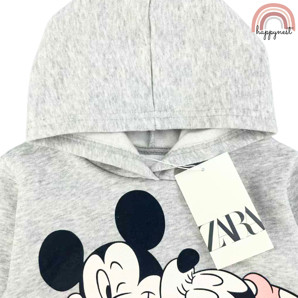 Happynest Minnie Mouse Gray Girls Sweatshirt Tracksuit Jogger + Terno Sets (2-8Y) SS431
