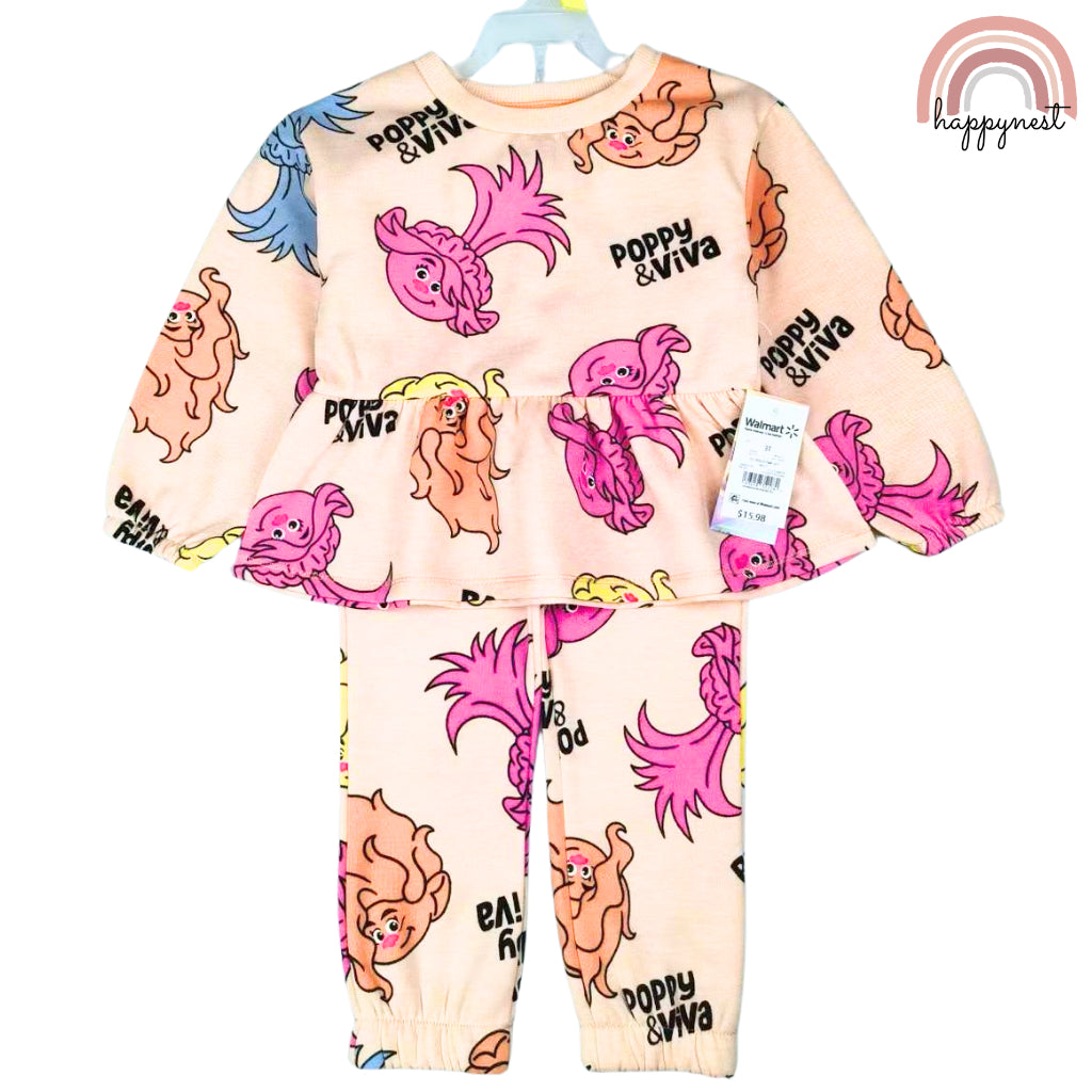 Trolls Poppy Pink Girls Sweatshirt Tracksuit Tracksuit Jogger Terno Sets 2-5Years SS288