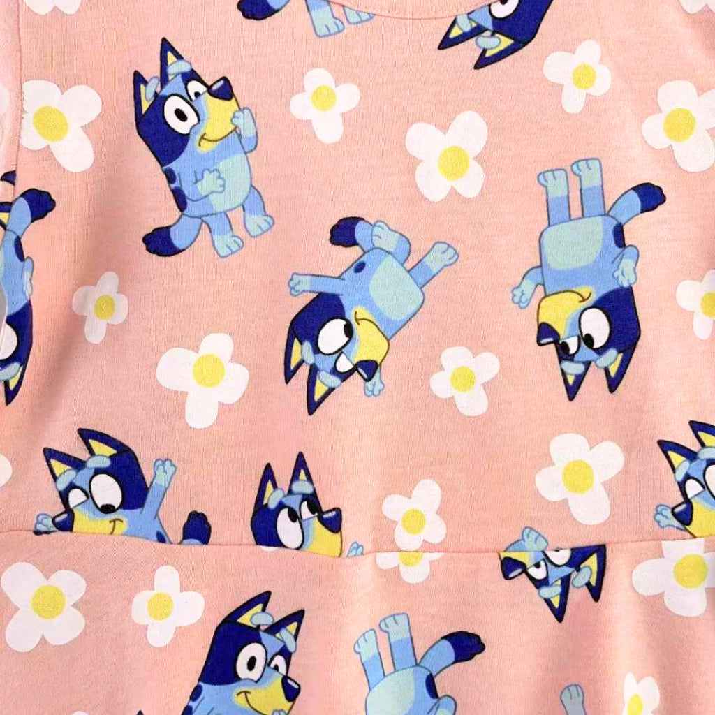 Happynest Bluey Dress Peach for Girls 2-5 Years AA104
