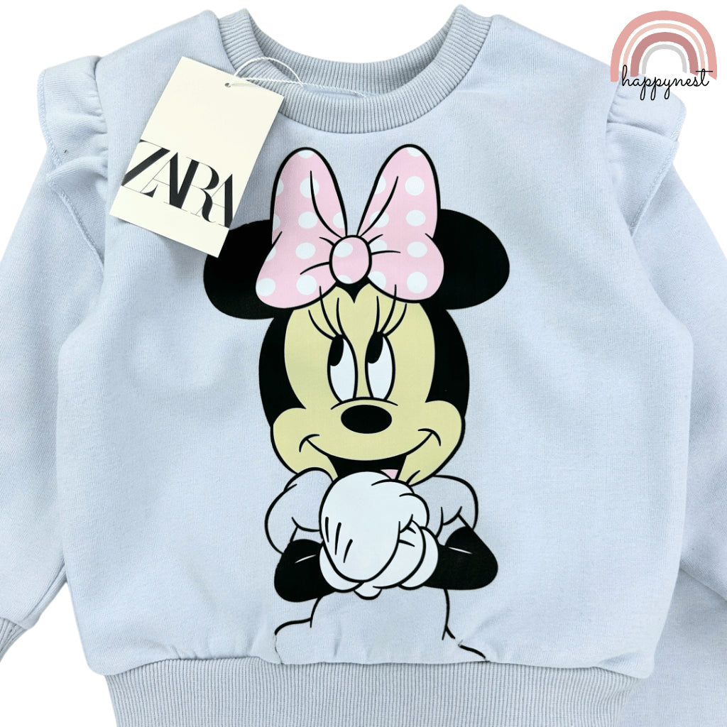 Zara Minnie Mouse Blue Premium for Girls Sweatshirt Jogger OOTD Set SS417 2-8 Years Old