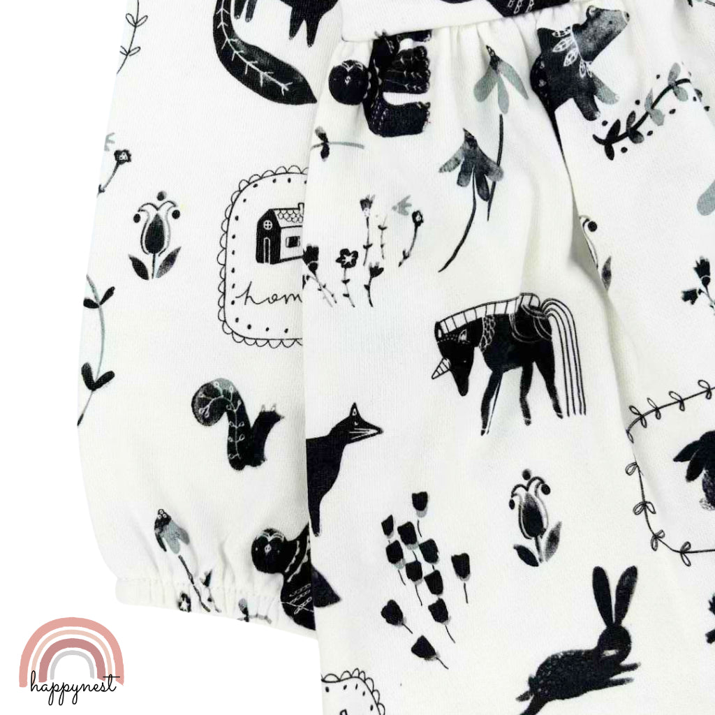 Happynest White Dress Longsleeve + Leggings Set SS437