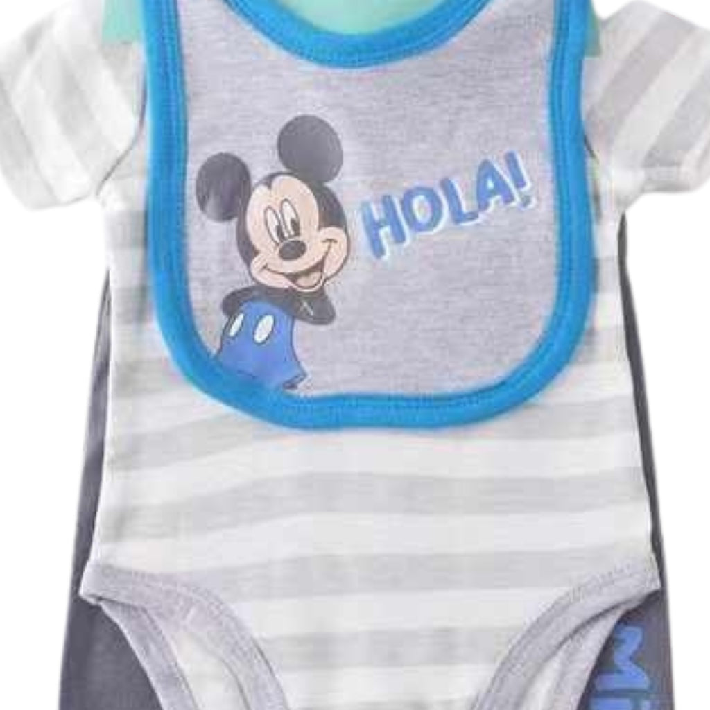 Mickey Mouse Onesies Set with Matching Bib and Pants AA79 3 - 9 Months