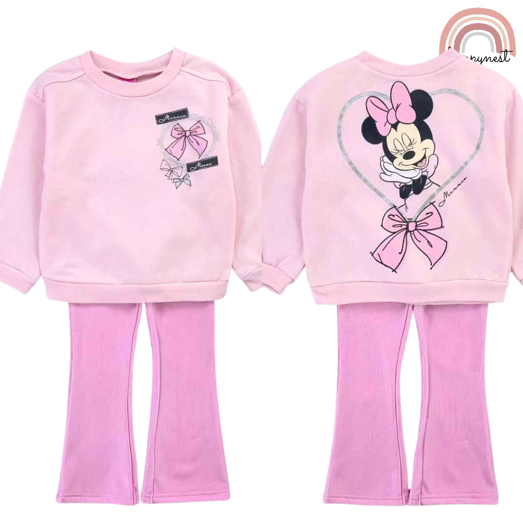 Happynest Disney HM Cute Minnie Mouse Ribbons OOTD Tracksuit Terno for Kids 2-6 Years Old SS338