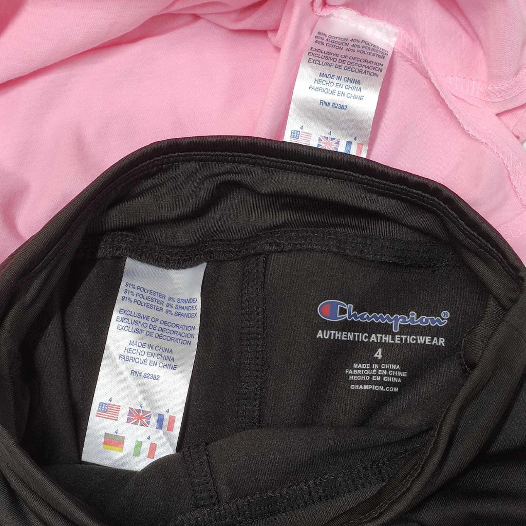 Champion Girls Tee Hoodie and Spandex Leggings Breathable Sportswea, 2-Piece SS22 6 Years Old