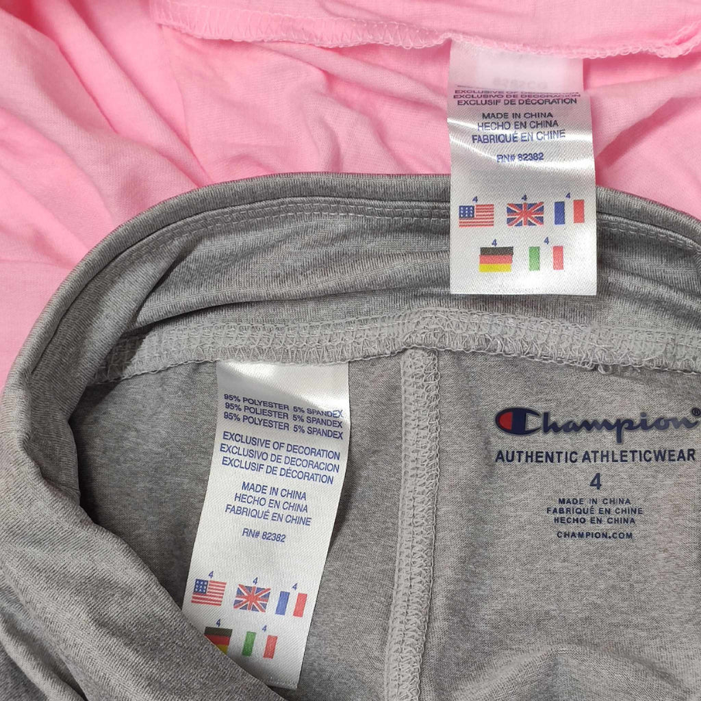 Champion Girls 2-Piece Set Pink Hoodie & Gray Leggings Outfit Kidswear 4-6 Years SS23