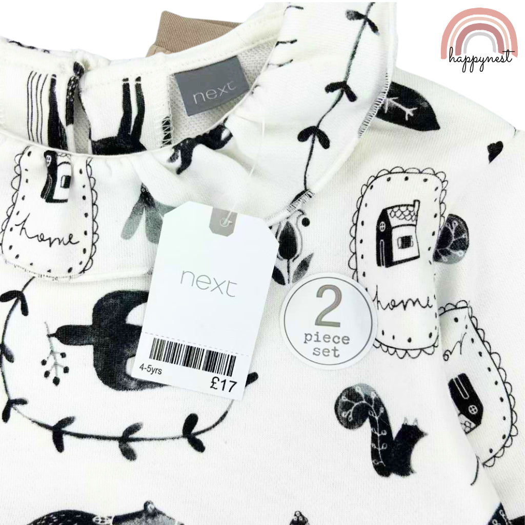 Happynest White Dress Longsleeve + Leggings Set SS437