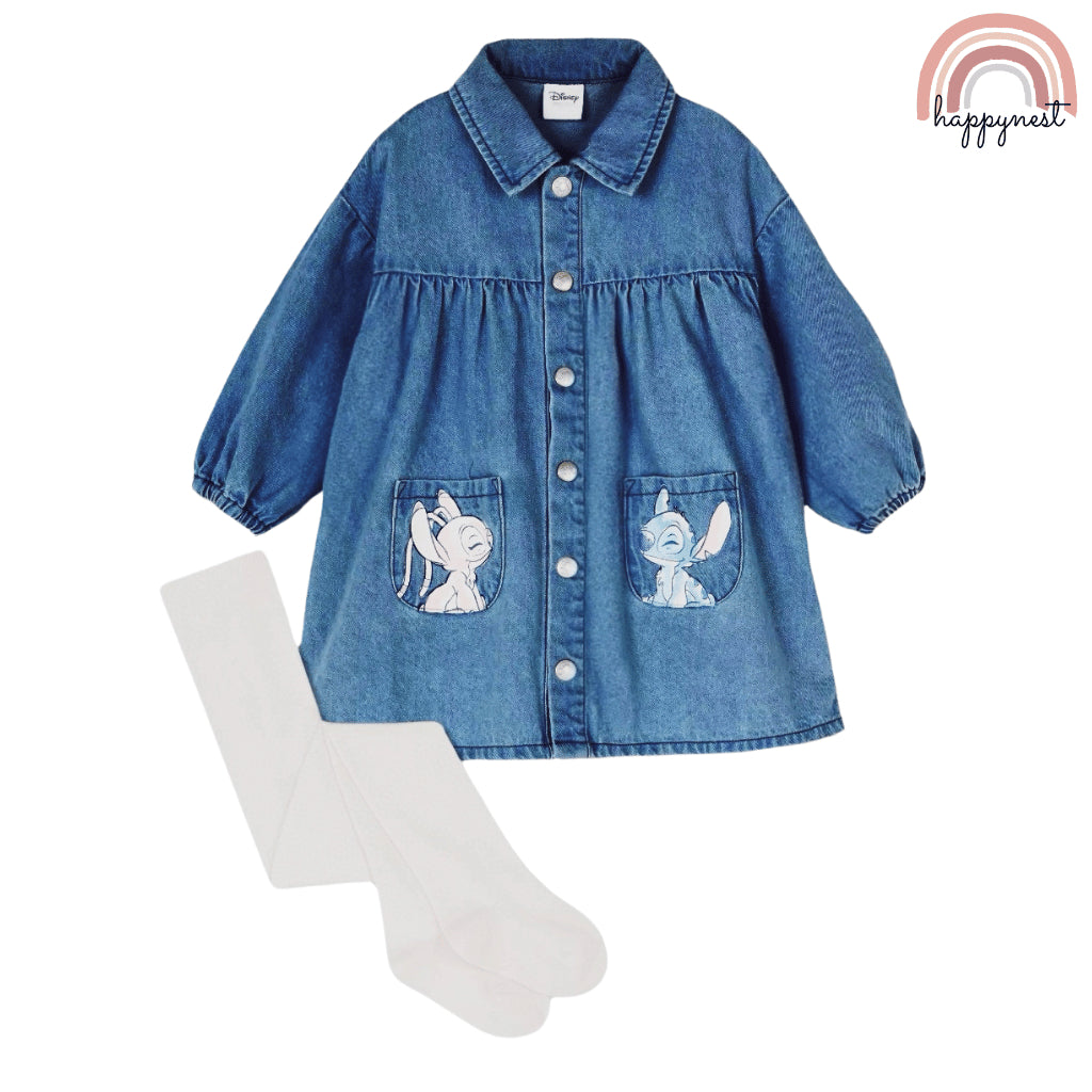 Lilo and Stitch Denim Dress with Stockings Baby Girl 6 - 36 Months AA185