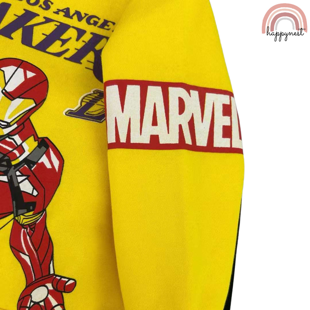 Marvel Iron Man Lakers Kids 2-Piece Set Yellow Sweatshirt & Pants Outfit 2-7 Years SS321