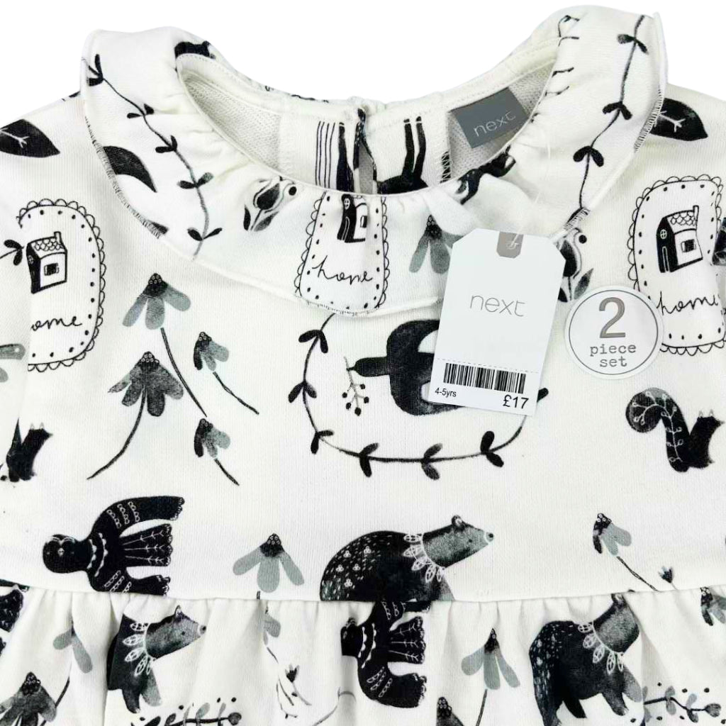 Happynest White Dress Longsleeve + Leggings Set SS437