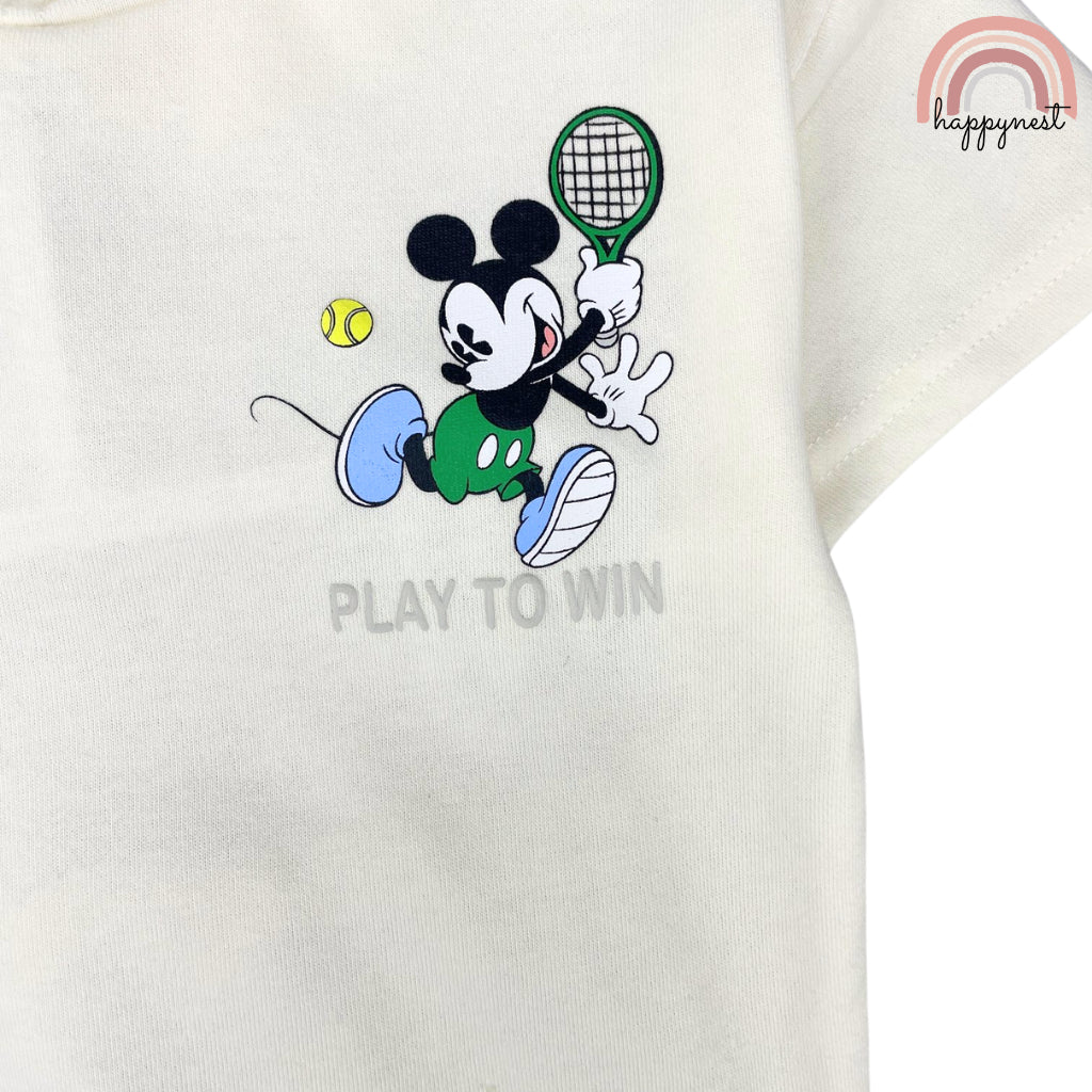 MIckey Shirt Green Shorts Set Hooded Shirt Boys AA169