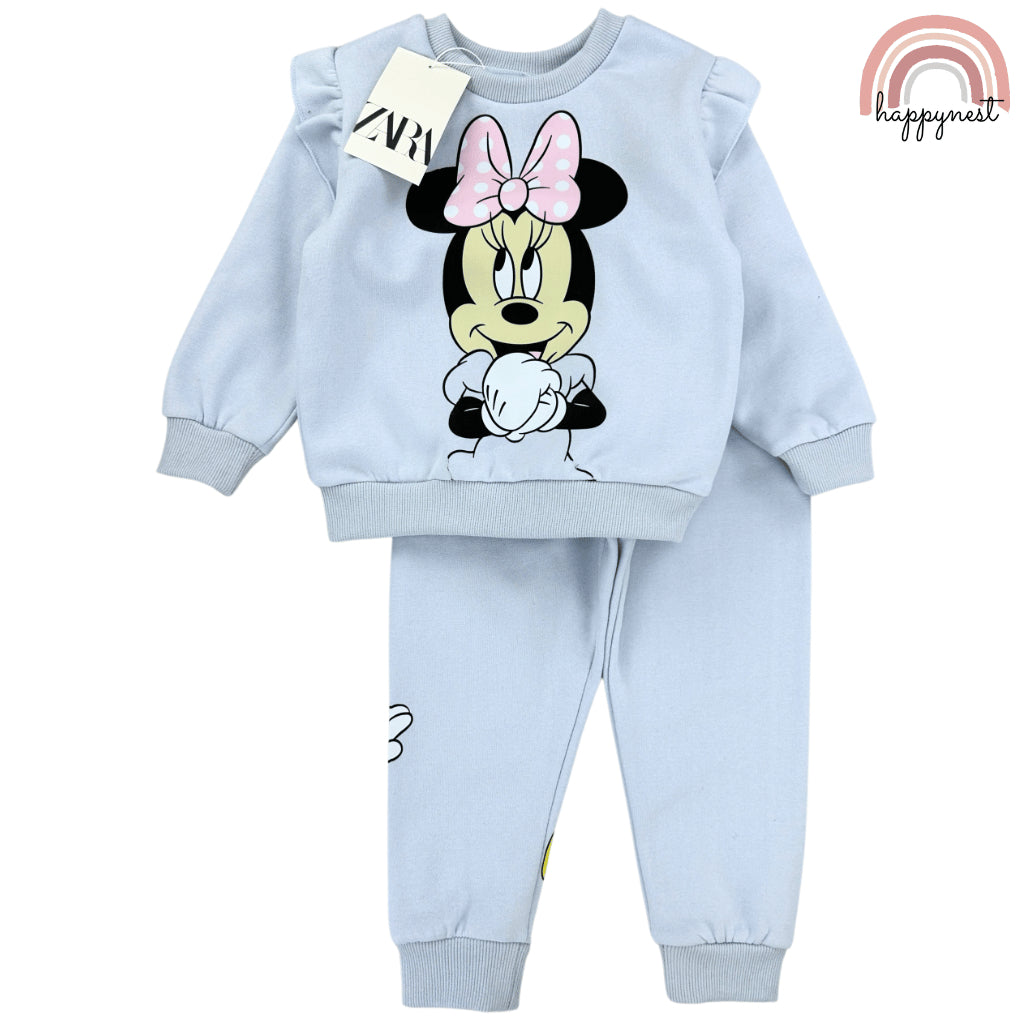 Zara Minnie Mouse Blue Premium for Girls Sweatshirt Jogger OOTD Set SS417 2-8 Years Old
