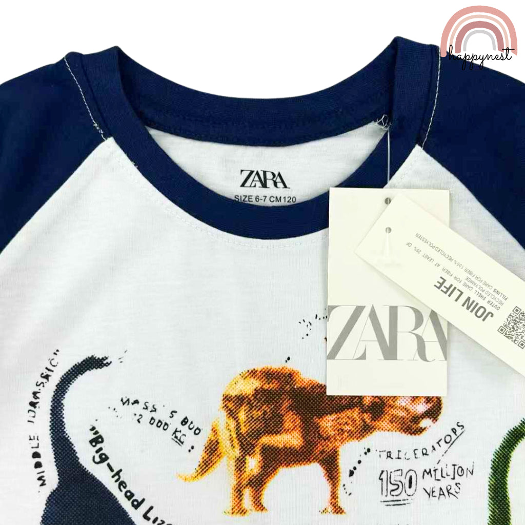 Dinosaur White Shirt + Shorts Set for Boys 2-10 Years AA125