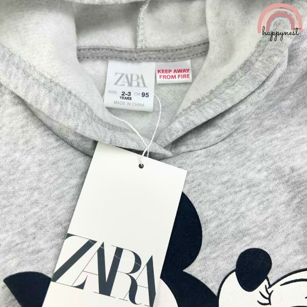 Happynest Minnie Mouse Gray Girls Sweatshirt Tracksuit Jogger + Terno Sets (2-8Y) SS431