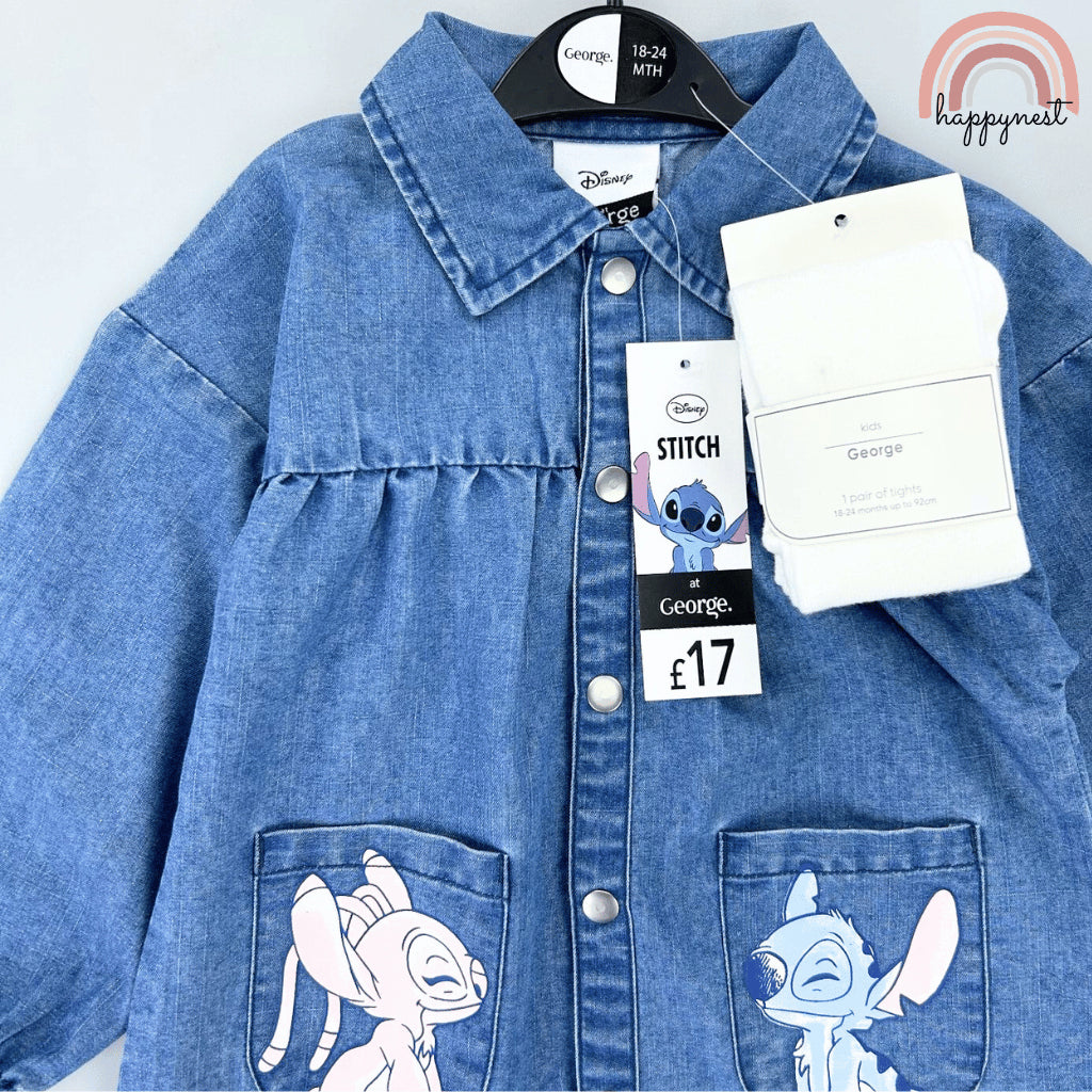 Lilo and Stitch Denim Dress with Stockings Baby Girl 6 - 36 Months AA185