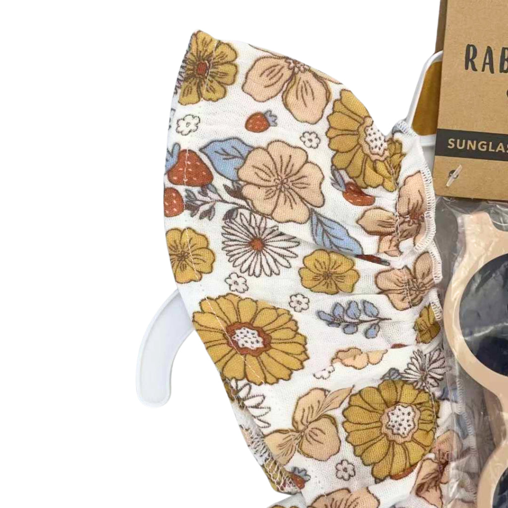 Baby and Kids Girl Shirt Shorts and Sunglasses 3-Piece Rabbit Bear Organic Cotton AA82 2-4 Years Old