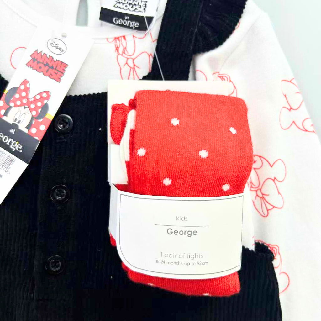 Happynest 3-Piece Disney Minnie Mouse Jumper and White Shirt Set for Babies 3-36M AA85