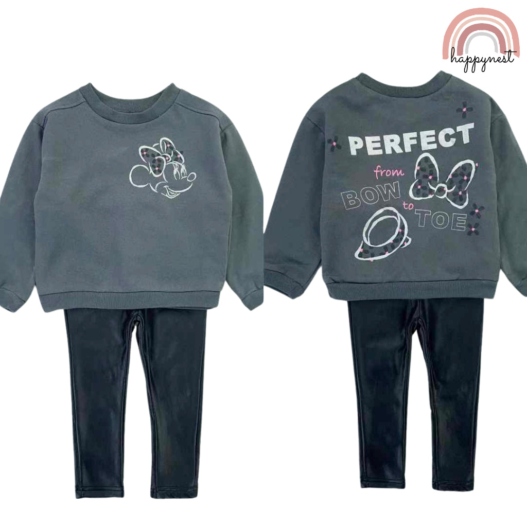 Happynest Disney HM Minnie Mouse Ribbon OOTD Tracksuit Terno for Kids 2-6 Years Old SS336