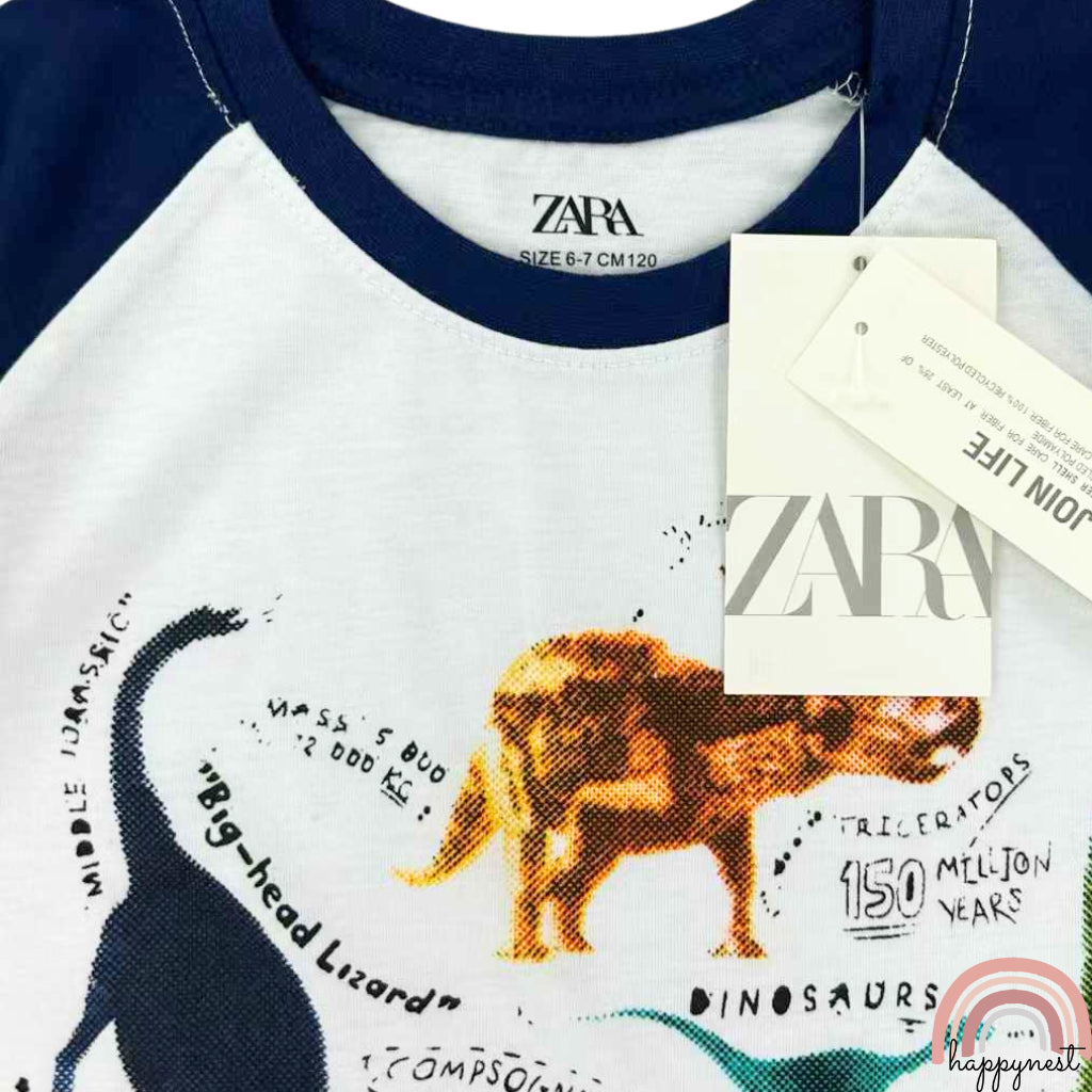 Dinosaur White Shirt + Shorts Set for Boys 2-10 Years AA125