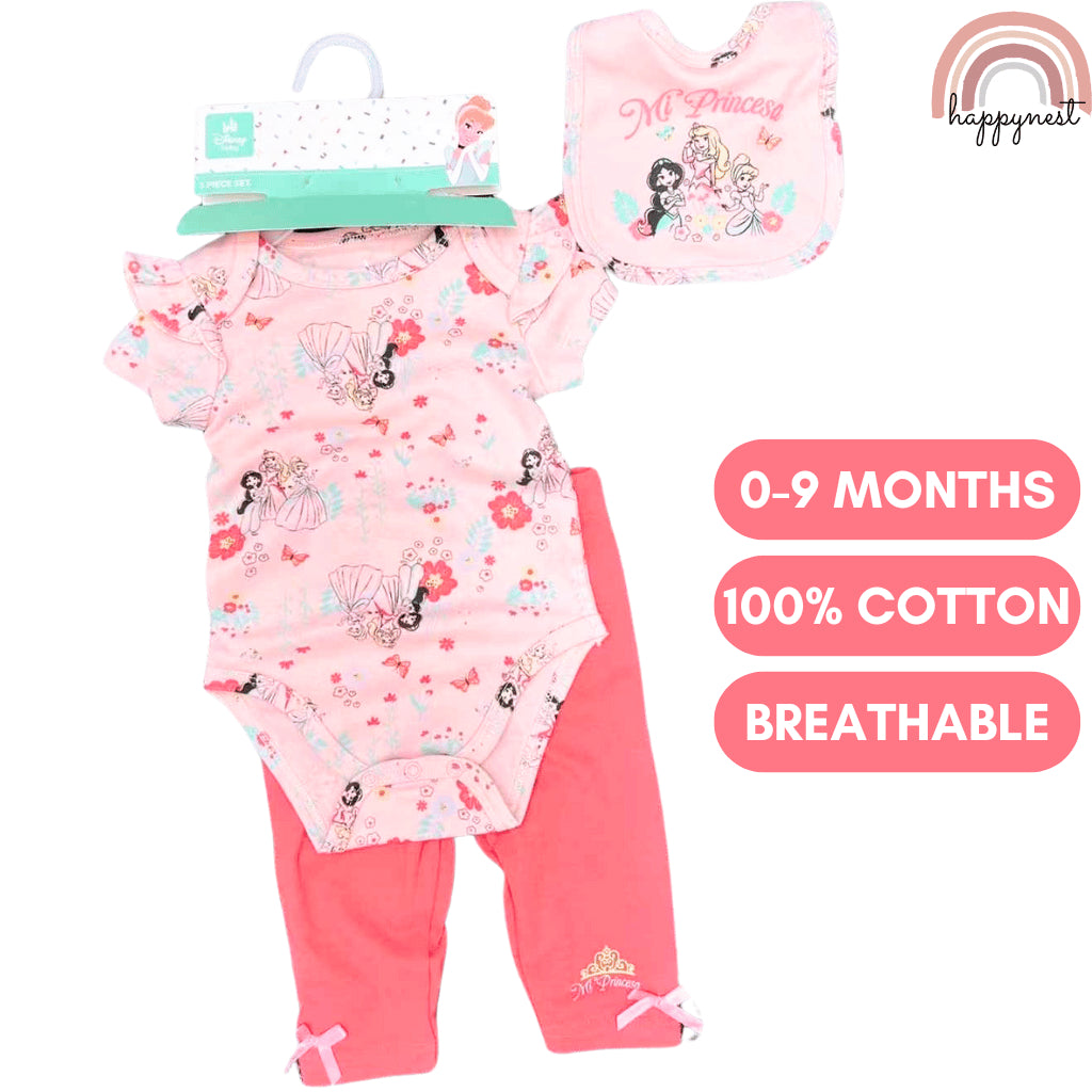 Disney Princess Onesies Bodysuit Set for Baby Girls 0-9 Months AA141