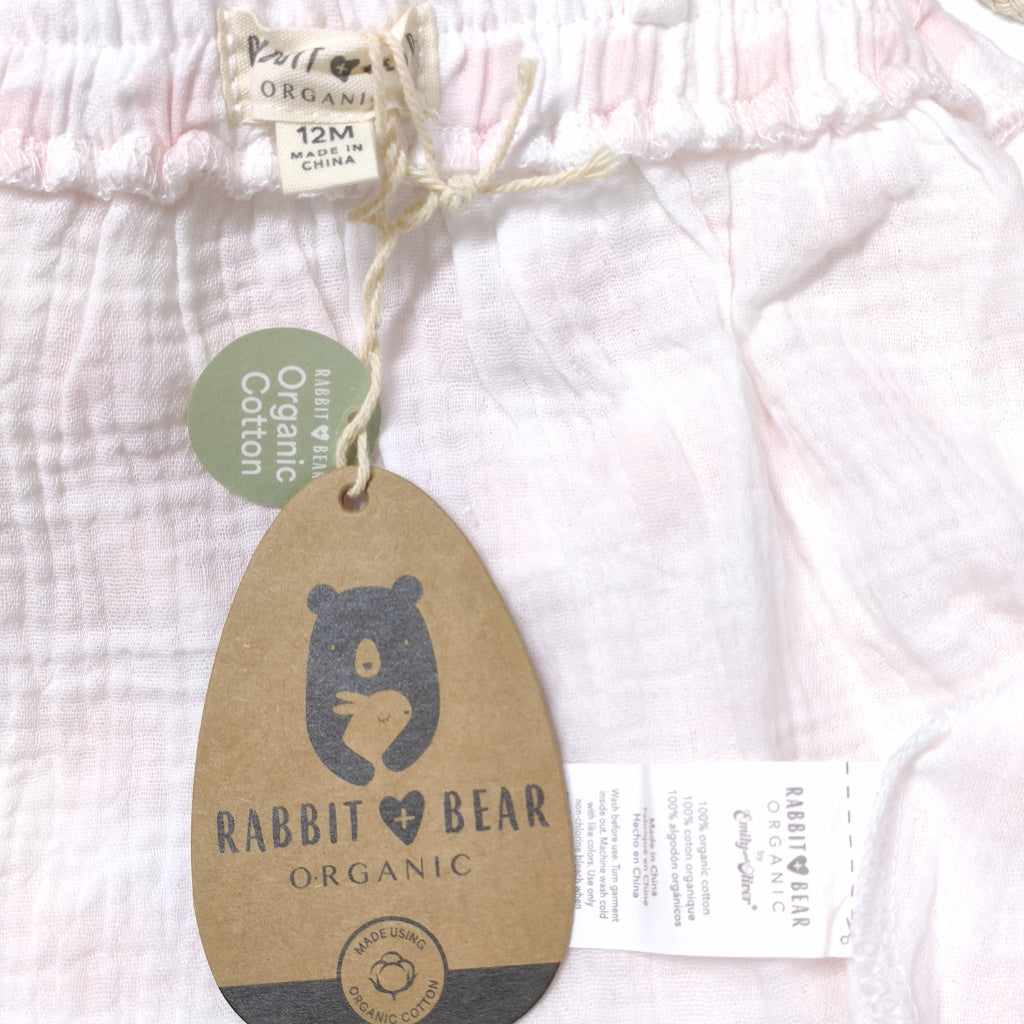 Rabbit Bear Dress Pink with FREE Rattan Bag (12–24 Months) AA135