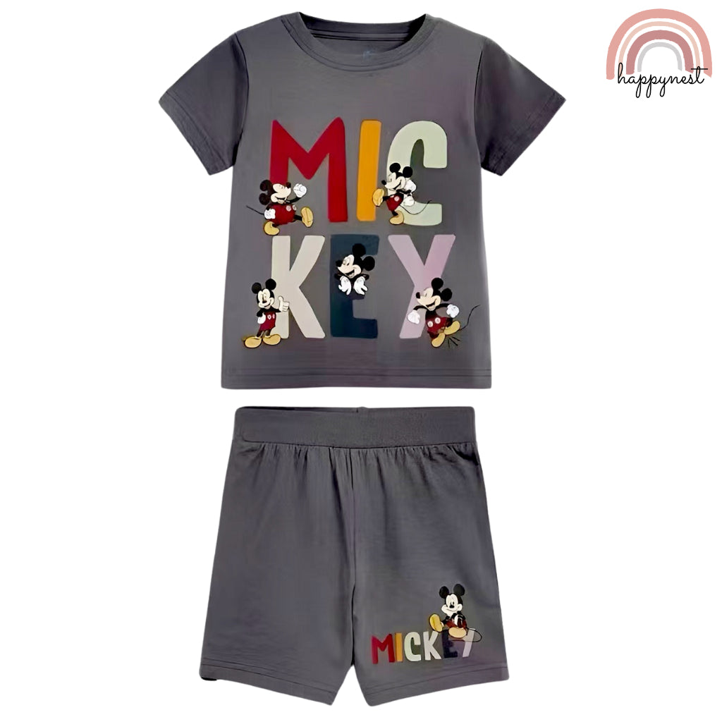 Next Mickey Dark Gray Shirt Short Terno Boys 2-10 Years AA170