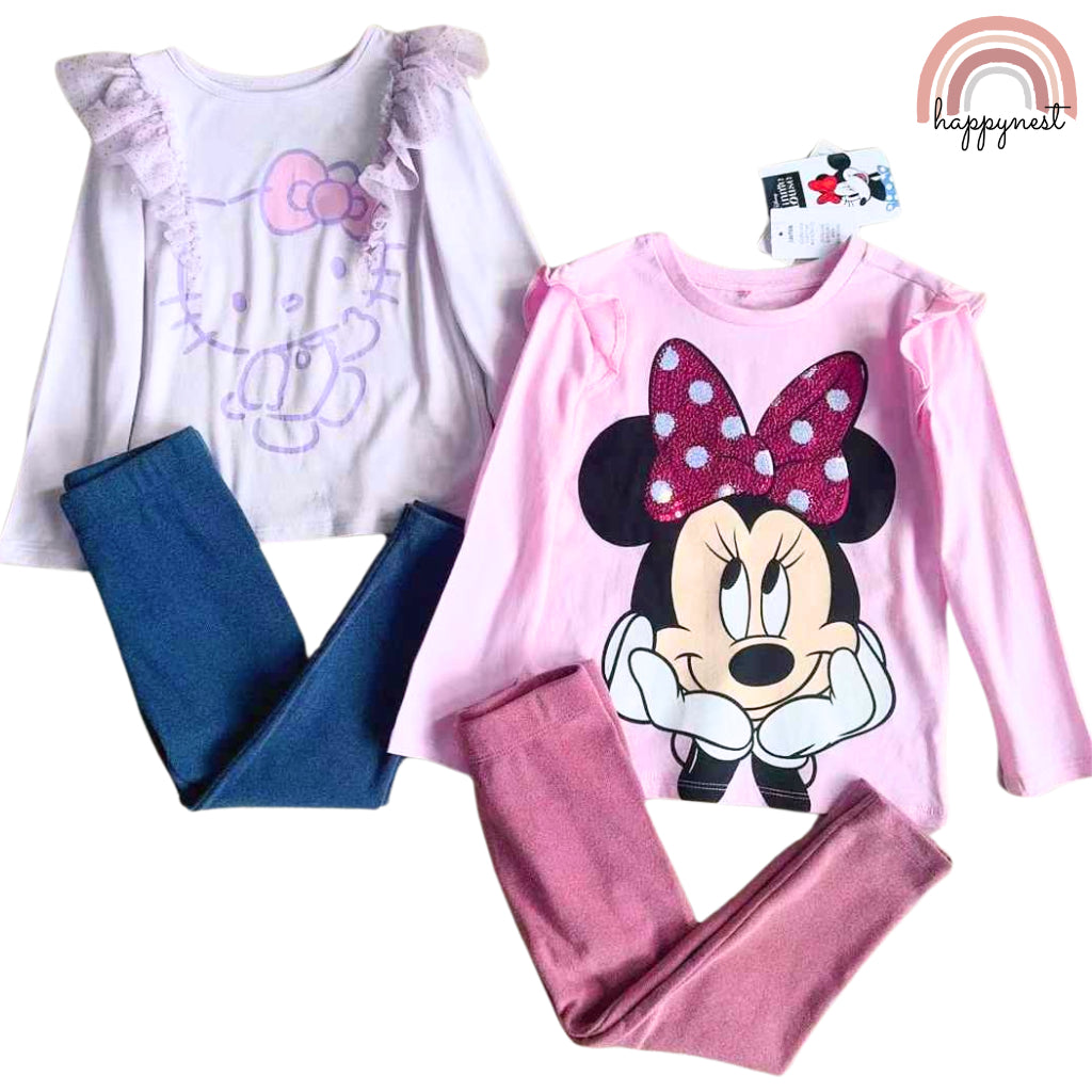 Happynest Minnie Mouse Pink OOTD Shirt Leggings Terno Girls SS339 1-8 Years Old
