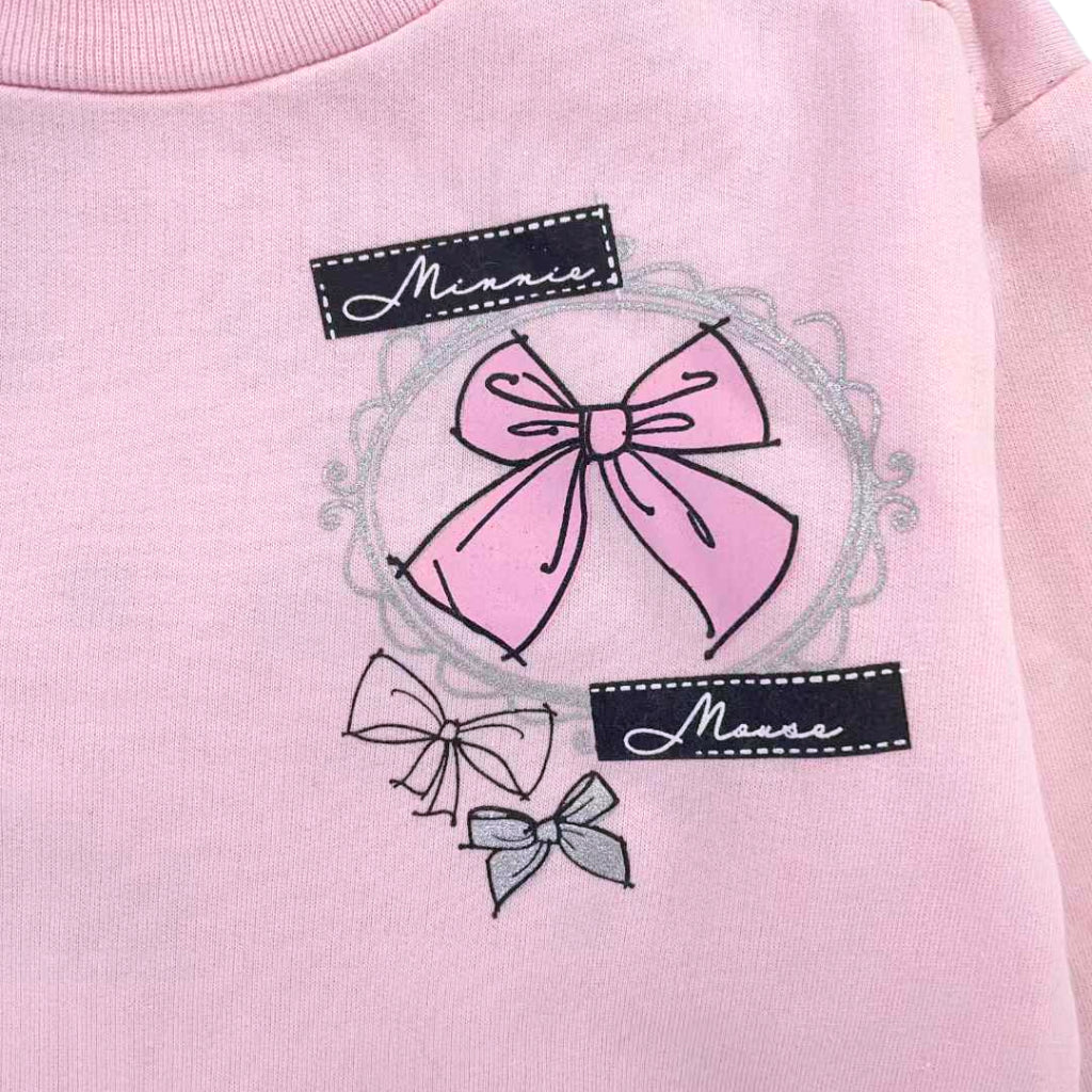 Happynest Disney HM Cute Minnie Mouse Ribbons OOTD Tracksuit Terno for Kids 2-6 Years Old SS338
