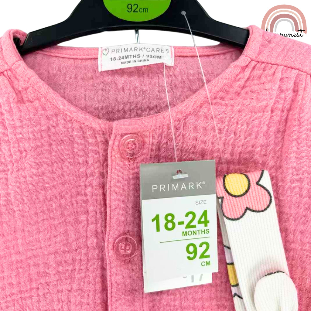 Baby Girl OOTD Pink 3-Piece Set Shirt + Leggings + Headband Primark SS445 3-36 Months