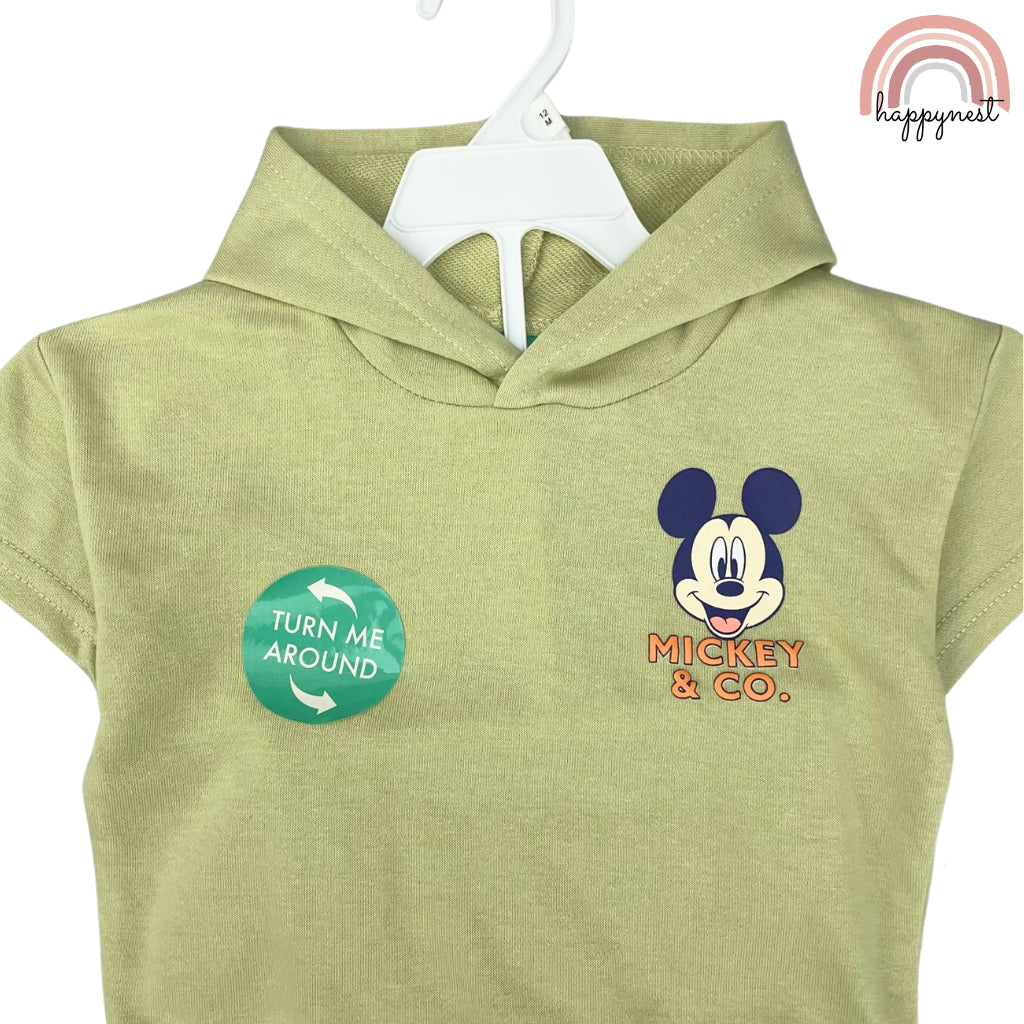 Mickey Shirt Green Shorts Set Terno for Boys AA167